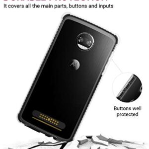 Casewe – Motorola Moto Z2 Force Flexible TPU Protective Bumper Case Cover/Compatible with Moto Mods - Black & Clear