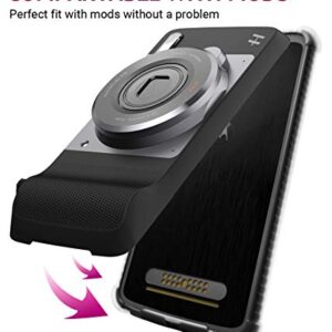 Casewe – Motorola Moto Z2 Force Flexible TPU Protective Bumper Case Cover/Compatible with Moto Mods - Black & Clear