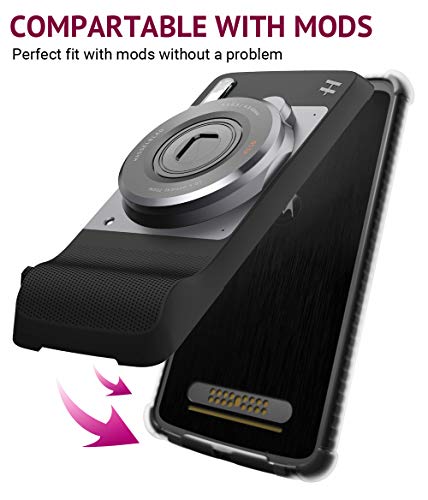 Casewe – Motorola Moto Z2 Force Flexible TPU Protective Bumper Case Cover/Compatible with Moto Mods - Black & Clear