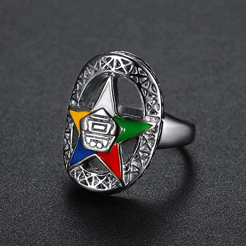 Nattaphol Silver Order of The Eastern Star Rings for Women Ladies Party Band Ring Masonic Jewelry for Women OES Rings (6)