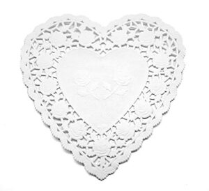 6 inch heart shaped white lace paper doilies 100 count