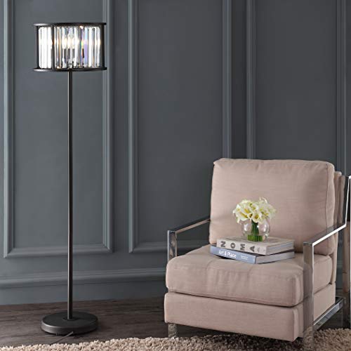 JONATHAN Y JYL9054A Bevin 63" Metal/Crystal LED Floor Lamp, Glam, Contemporary, Modern, Elegant, Office, Living Room, Family Room, Dining Room, Bedroom, Hallway, Foyer, Oil Rubbed Bronze/Crystal