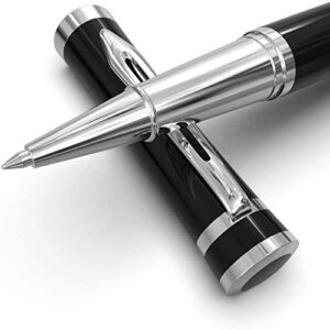 wordsworth & black gel rollerball pen [black chrome], journaling, note-taking, business, professional, executive writing pens; perfect roller ball pen gift for men and women