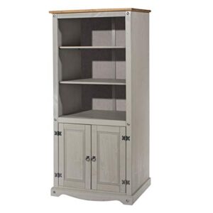 furniture dash wood bookcase library with doors corona gray