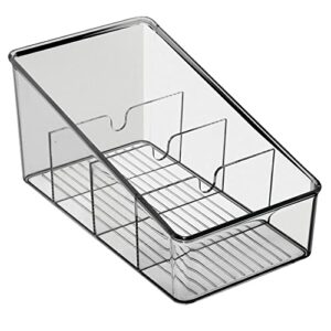 mDesign Plastic Food Packet Organizer Bin - Storage Station for Kitchen, Pantry - Holder for Spice Pouch, Dressing Mix, Sauce, Hot Chocolate, Tea, Sugar Packets, Ligne Collection, 2 Pack - Smoke Gray