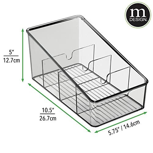 mDesign Plastic Food Packet Organizer Bin - Storage Station for Kitchen, Pantry - Holder for Spice Pouch, Dressing Mix, Sauce, Hot Chocolate, Tea, Sugar Packets, Ligne Collection, 2 Pack - Smoke Gray