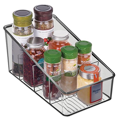 mDesign Plastic Food Packet Organizer Bin - Storage Station for Kitchen, Pantry - Holder for Spice Pouch, Dressing Mix, Sauce, Hot Chocolate, Tea, Sugar Packets, Ligne Collection, 2 Pack - Smoke Gray