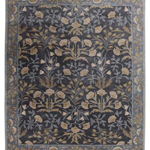 Old Hand Made Floral Blue Tulip Traditional Persian Oriental Woolen Area Rugs (9'x12')