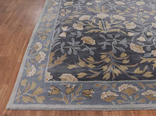 Old Hand Made Floral Blue Tulip Traditional Persian Oriental Woolen Area Rugs (9'x12')