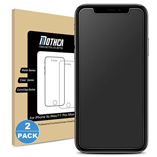 Mothca 2 Pack Matte Glass Screen Protector for iPhone Xs Max/iPhone 11 Pro Max Anti-Glare & Anti-Fingerprint Tempered Glass Clear Film Case Friendly 3D Touch Easy Install Bubble Free - Smooth as Silk