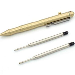 ILEAF Ballpoint Pen Solid Brass EDC Pen, Portable Delicate Signature Pen with Pencil Case and 2 Extra Black Ink Refills