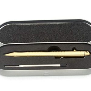 ILEAF Ballpoint Pen Solid Brass EDC Pen, Portable Delicate Signature Pen with Pencil Case and 2 Extra Black Ink Refills