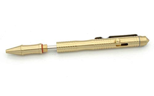 ILEAF Ballpoint Pen Solid Brass EDC Pen, Portable Delicate Signature Pen with Pencil Case and 2 Extra Black Ink Refills