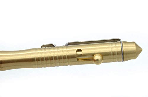 ILEAF Ballpoint Pen Solid Brass EDC Pen, Portable Delicate Signature Pen with Pencil Case and 2 Extra Black Ink Refills