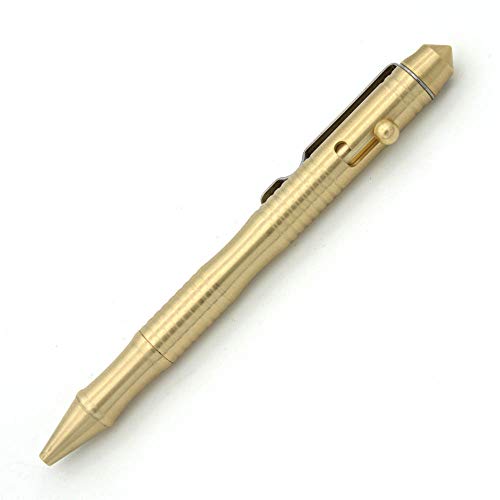 ILEAF Ballpoint Pen Solid Brass EDC Pen, Portable Delicate Signature Pen with Pencil Case and 2 Extra Black Ink Refills