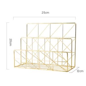 Magazine Rack Wall Wrought Iron Bookshelf Gold Shelf Living Room Creative Home Wall Magazine Storage Rack Best Gift (Color : Gold, Size : 251220cm)