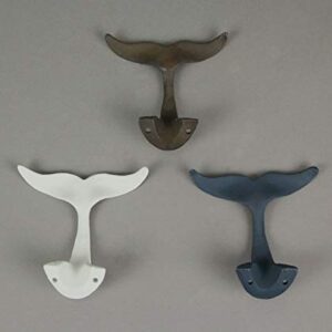 Chesapeake Bay Ltd Coastal Color Cast Iron Whale Tail Wall Hook Set 3 Piece