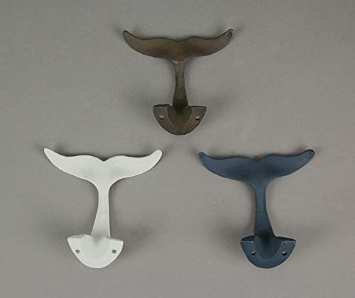 Chesapeake Bay Ltd Coastal Color Cast Iron Whale Tail Wall Hook Set 3 Piece