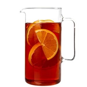 Simax Glass Pitcher, 64 Oz (2 Quart) Borosilicate Glass Water Pitchers, Hot and Cold Safe Sangria Pitchers, for Beverage, Iced Tea, Lemonade & Juice