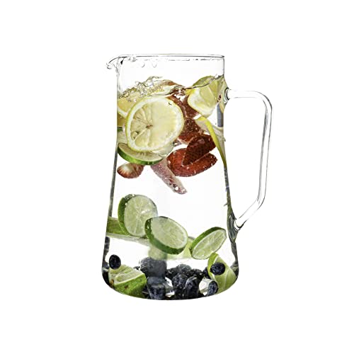 Simax Large Glass Pitcher With Spout: 2.5 Qt Glass Pitchers With Handle - Borosilicate Glass Sangria Pitcher - Big Water Pitcher Glass - Angled Cylinder Design Sangria Pitchers -80 Oz Cocktail Pitcher