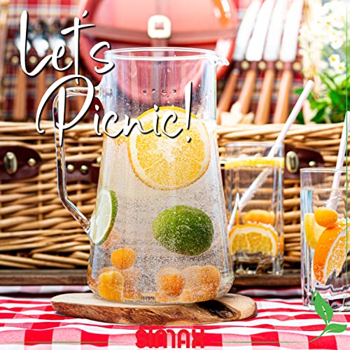 Simax Large Glass Pitcher With Spout: 2.5 Qt Glass Pitchers With Handle - Borosilicate Glass Sangria Pitcher - Big Water Pitcher Glass - Angled Cylinder Design Sangria Pitchers -80 Oz Cocktail Pitcher