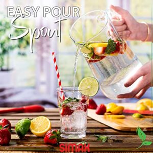 Simax Large Glass Pitcher With Spout: 2.5 Qt Glass Pitchers With Handle - Borosilicate Glass Sangria Pitcher - Big Water Pitcher Glass - Angled Cylinder Design Sangria Pitchers -80 Oz Cocktail Pitcher