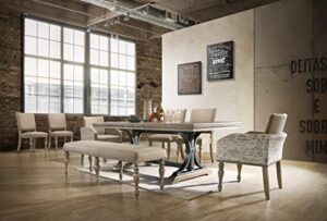 roundhill furniture birmingham 8-piece extendable table with nailhead bench and armchairs dining set, driftwood