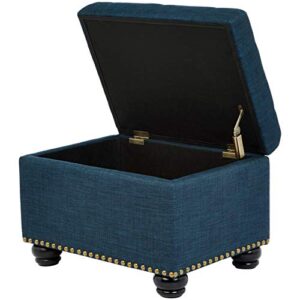 FIRST HILL FHW Storage Ottoman, Blue Linen