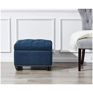 FIRST HILL FHW Storage Ottoman, Blue Linen