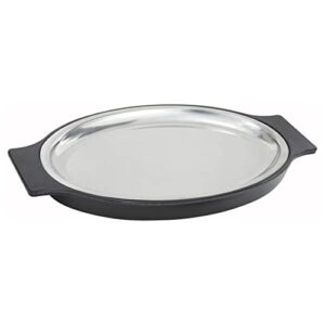winco siz-11st 2-pc. stainless steel 11" oval sizzle platter set