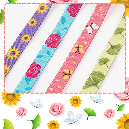 azuza 4 Pack Kitten Collar Breakaway with Bell,Quick Release Safe Buckle Adjustable Baby Kitten Collars, Floral Print Rose/Ginkgo/Sunflower/Butterfly