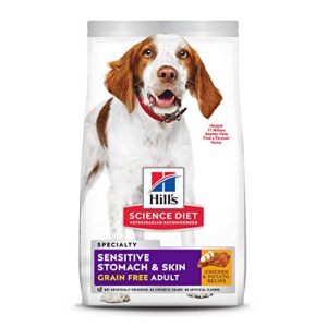 hill's science diet, grain free dry dog food, adult, sensitive stomach & skin, chicken & potato recipe, 24 lb. bag