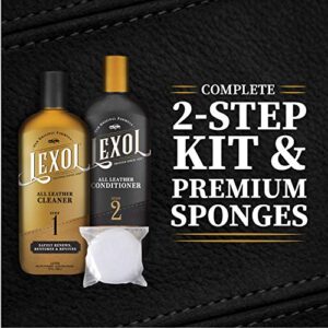 Lexol Leather Care Kit Conditioner and Cleaner, Use on Car Leather, Furniture, Shoes, Bags and Accessories, Trusted Leather Care Since 1933, Quick & Easy 2-Step Regimen, 16.9 oz Bottles Plus 2 Sponges,Black