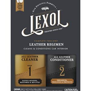 Lexol Leather Care Kit Conditioner and Cleaner, Use on Car Leather, Furniture, Shoes, Bags and Accessories, Trusted Leather Care Since 1933, Quick & Easy 2-Step Regimen, 16.9 oz Bottles Plus 2 Sponges,Black