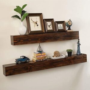 WELLAND Rustic Floating Shelf, Reclaimed Wood Wall Shelf, Fireplace Mantel Shelf Wall Mounted,Walnut Color (48" W x 6" D x 6" H)