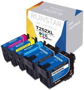run star remanufactured ink cartridge replacement for epson 252xl t252xl 252 xl used in workforce wf-7720 wf-7710 wf-3640 wf-3620 wf-3630 wf-7610 wf-7620 wf-7110 wf-7210, 5-pack (2bk/1c/1y/1m)