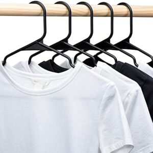 HOUSE DAY Black Plastic Hangers 50 Pack, Plastic Clothes Hangers Space Saving, Sturdy Clothing Notched Hangers, Heavy Duty Coat Hangers for Closet, Laundry Hangers for Adult Coat, Suit, Shirt, Dress