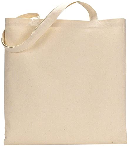 12 Pack Canvas Tote Bags Bulk Plain Fabric for Crafts, DIY, Vinyl, Shopping, Groceries (Natural Color, 15x16)