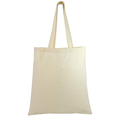 12 Pack Canvas Tote Bags Bulk Plain Fabric for Crafts, DIY, Vinyl, Shopping, Groceries (Natural Color, 15x16)