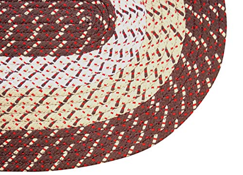 Better Trends Country Braid Collection is Durable and Stain Resistant Reversible Indoor Area Utility Rug 100% Polypropylene in Vibrant Colors, 20" x 30" Oval, Brown Stripe