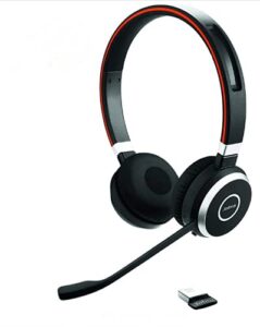 jabra evolve 65 uc dual speaker bluetooth headset bundle with headsets stress ball (renewed)