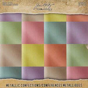 Tim Holtz, Advantus Kraft-Stock Mtllic Confections Printed Paper, metallic, 8 x 8 inches