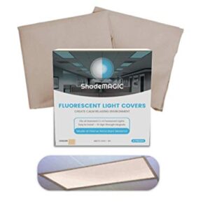 ShadeMAGIC Fluorescent Light Filter Covers - Mocha - Diffuser Pack; Eliminate Harsh Glare That Causes Eyestrain and Head Strain The The Classroom or at Office. (2)