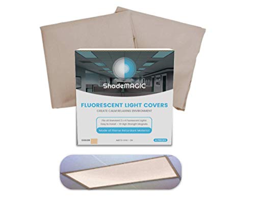 ShadeMAGIC Fluorescent Light Filter Covers - Mocha - Diffuser Pack; Eliminate Harsh Glare That Causes Eyestrain and Head Strain The The Classroom or at Office. (2)