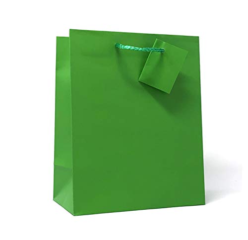 Allgala 12PK Value Premium Solid Color Paper Gift Bags (09" MED-Green-GP50071)