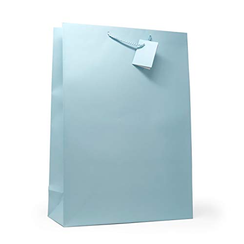 Allgala 12PK Value Premium Solid Color Paper Gift Bags (17" XL-Light Blue-GP50103)