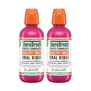 therabreath cavity,bad breath healthy smile dentist formulated 24-hour oral rinse, sparkle mint, 16 ounce (pack of 2)