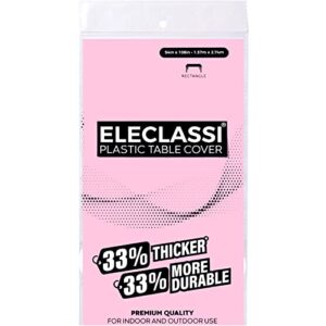 pink 6 pack premium disposable plastic tablecloth 54 x 108 in - plastic table cloths for parties disposable tablecloth for rectangle tables up to 8 ft - rectangle tablecloth - pink tablecloth