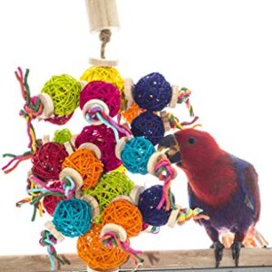 Birds LOVE Natural Foraging Bird Cage Toy Colorful w Vine Balls Wood Paper Rope Lots of Fun to Chew for Large Birds Macaws Cockatoos