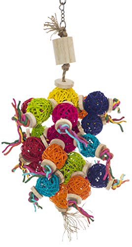 Birds LOVE Natural Foraging Bird Cage Toy Colorful w Vine Balls Wood Paper Rope Lots of Fun to Chew for Large Birds Macaws Cockatoos